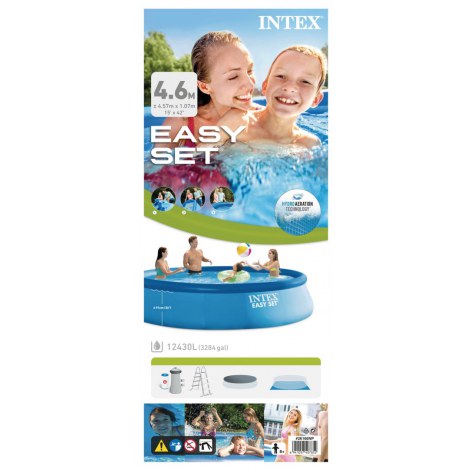 Intex | Easy Set Pool Set with Filter Pump, Safety Ladder, Ground Cloth, Cover | Blue - 9
